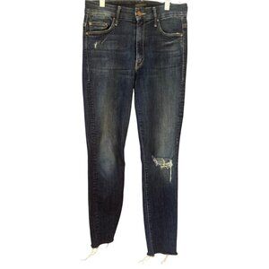 Mother High-Rise Distressed Ankle Jeans Womens Size 26 Raw Hem Blue Denim